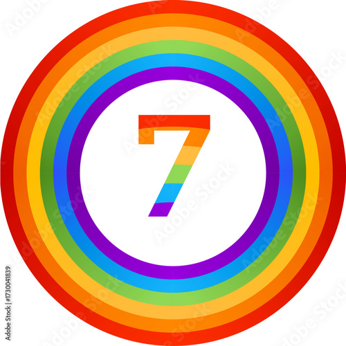 number 7 with rainbow colors. A creative and high-quality illustration featuring numbers in an abstract and modern style. Ideal for use in educational materials, financial