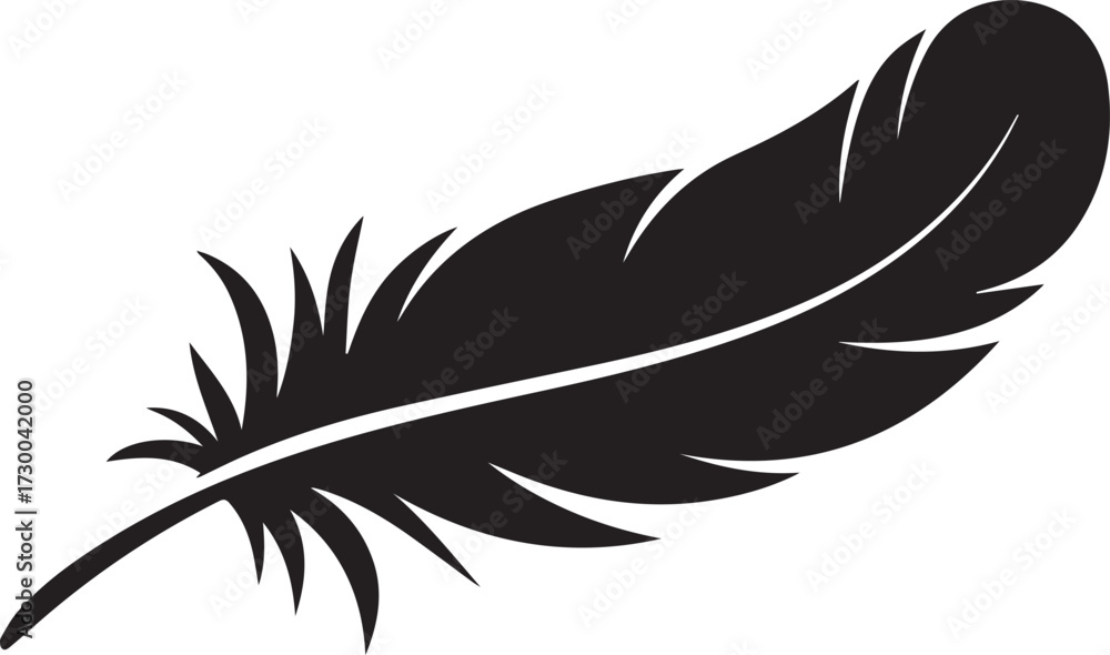 Obraz premium Black and white feather silhouette vector illustration flat design art