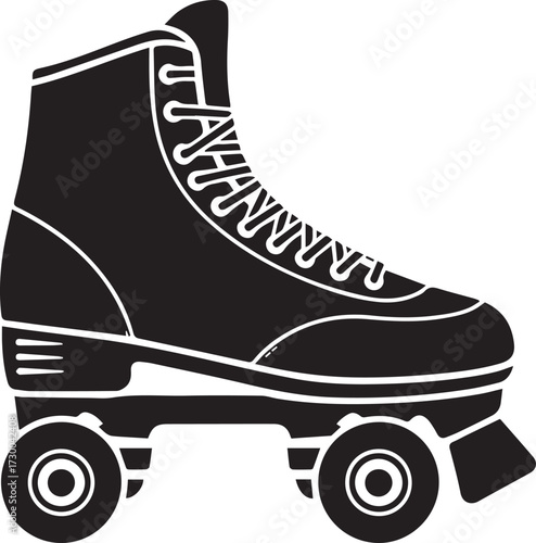 Black and white roller skate silhouette vector illustration flat design