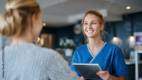 Caring Medical Interaction: A compassionate medical professional provides attentive service, engaging with a patient to ensure their comfort and well-being.