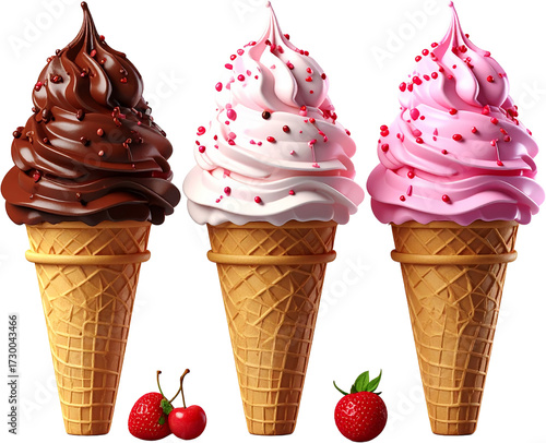 Ice Cream 3D PNG Transparent Background (Isolated on White Background)