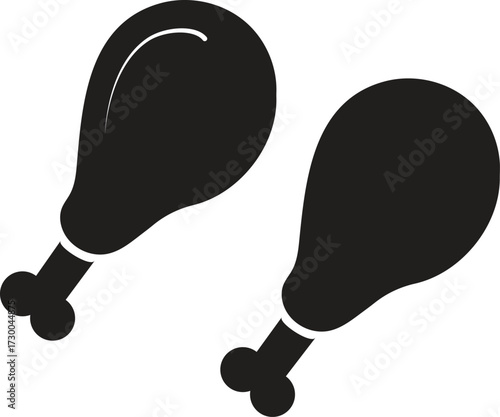 Chicken drumsticks silhouette vector illustration grilled poultry legs icon for restaurant and food design concepts