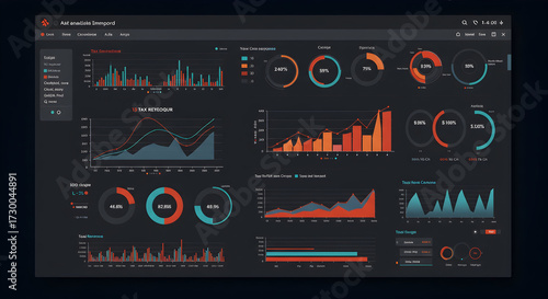 Data analysis dashboard showing various tax categories and their impact