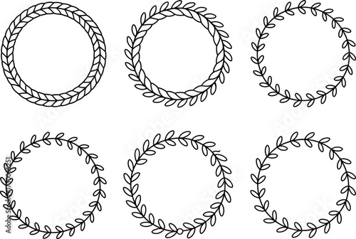 Elegant floral wreaths and borders in a simple, clean line art style