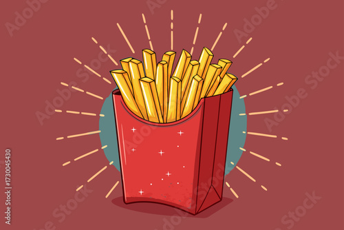 Featuring French Fries Glowing Box Bold Fast Stunning Creative Visual