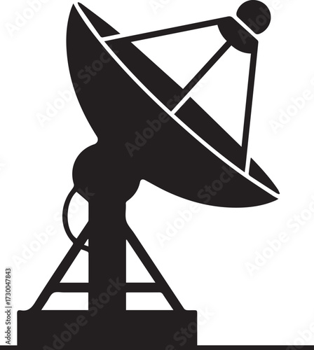 Satellite Dish Antenna silhouette vector, black and white silhouette vector illustration