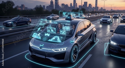 Autonomous Vehicle Technology on Highway.
