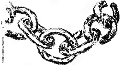 Black chain link vector illustration. Simple and flat design with a focus on metal texture.