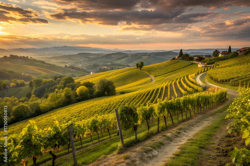 Obraz premium vineyard at sunset