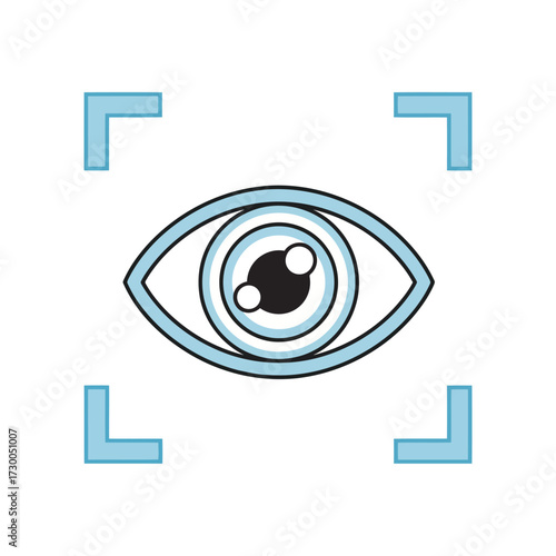 Vector illustration of vector art of eye scan icon modern line vector illustration of an eye in a scanner frame, symbolizing security, vision, and technology