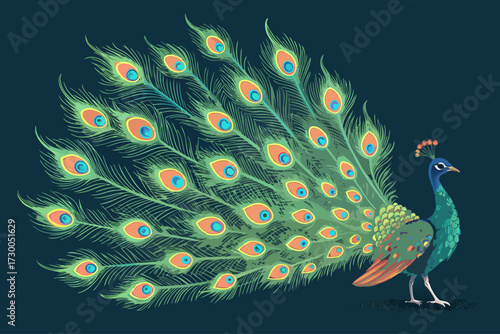 Depicting Peacock Tail Glowing With Vibrant Feathers Bold Crisp Creative Visual