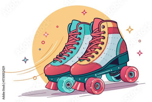 Roller Skates With Glowing Wheels Bold Creative Visual Great for Commercial Projects
