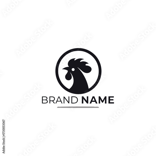 Abstract rooster head vector logo design, featuring creative farm, poultry, or food business branding emblem in modern vector style