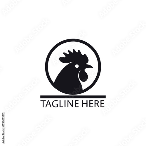 Abstract rooster head vector logo design, featuring creative farm, poultry, or food business branding emblem in modern vector style