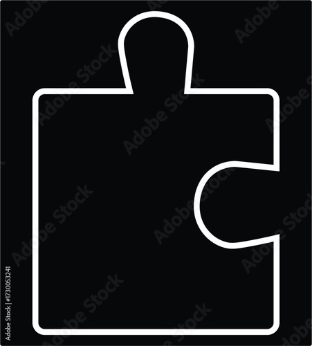 Black puzzle piece icon symbol of integration match and completion concept