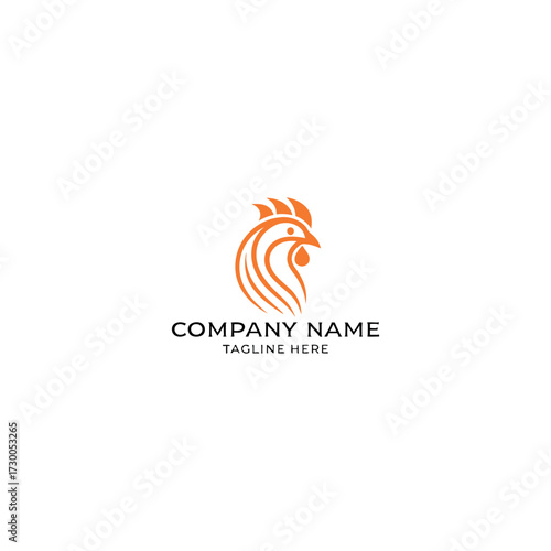 Abstract rooster head vector logo design, featuring creative farm, poultry, or food business branding emblem in modern vector style
