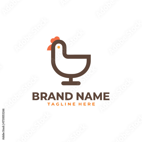Abstract rooster head vector logo design, featuring creative farm, poultry, or food business branding emblem in modern vector style