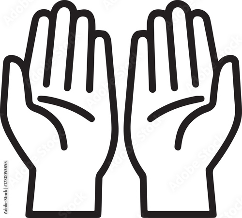 Simple line art two open palms facing up offering support prayer or giving symbol