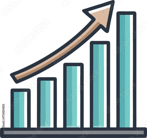 Financial growth chart with upward trend arrow visualizing success and progress