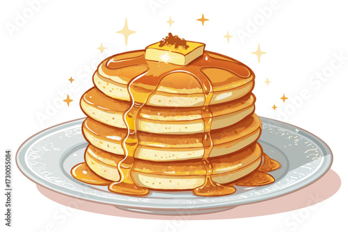 Stack Pancakes With Glowing Syrup Bold Breakf Professional Photo Great for Commercial Projects