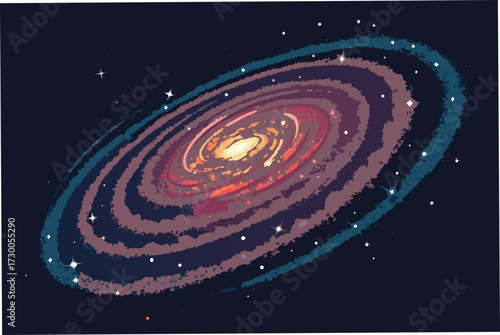 Depicting Stylized Milky Way Spiral Galaxy Bold Glo Elegant High-Quality Stock Image