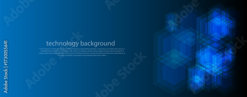 Geometric abstract background with blue hexagons. Science, technology  concept. Vector illustration