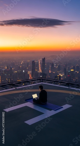 Urban Rooftop Sunset Work Session.