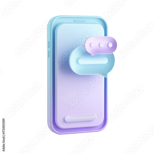Mobile Chat App 3D Smartphone With Messages