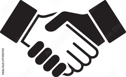 Two hands shaking in a sign of agreement and partnership business concept graphic