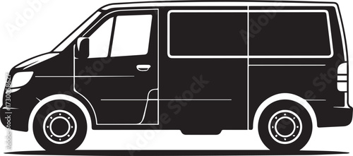Van silhouette vector, black and white silhouette vector illustration