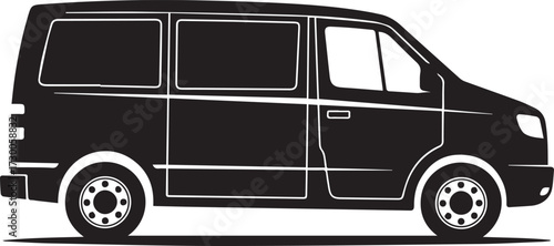Van silhouette vector, black and white silhouette vector illustration