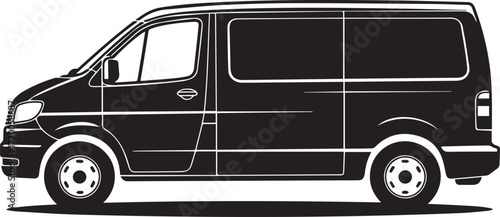 Van silhouette vector, black and white silhouette vector illustration