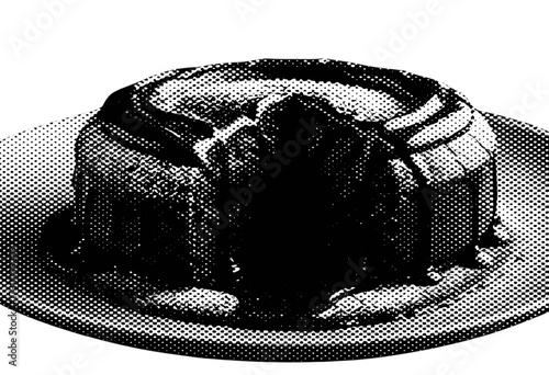 Black and white fashion texture with a close-up of leather footwear and chocolate pattern.