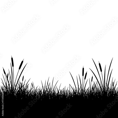 Vector art of a serene field of black grass, its swaying blades creating a tranquil scene reminiscent of natures quiet beauty and peaceful landscapes