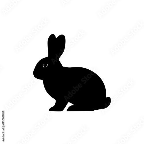 Vector art of silhouette of a rabbit, showcasing its long ears, short tail, and agile form, capturing the essence of this beloved and gentle creature