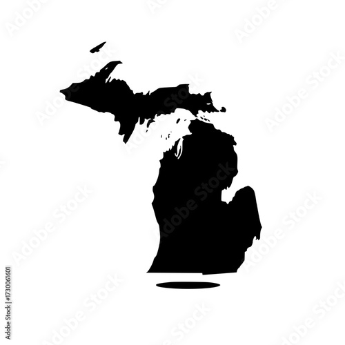 Vector art of silhouette of the state of michigan, showcasing its unique shape and geographical features, representing the great lakes state