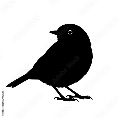 Vector art of silhouette of a small bird, showcasing its delicate form and graceful posture in a simple yet elegant monochromatic design