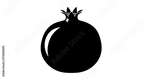 Vector art of a bold pomegranate, , stands as a symbol of abundance and fertility, its dark silhouette hinting at the rich, juicy seeds hidden within