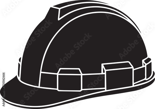 Construction helmet silhouette vector, black and white silhouette vector illustration