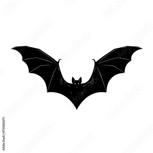 Vector art of black bat silhouette with outstretched wings, evoking mystery, halloween, and the nocturnal world, capturing the essence of gothic charm and folklore