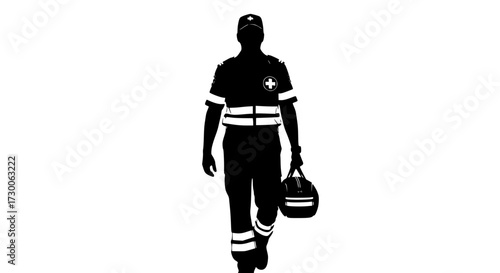 Vector art of silhouette of a paramedic, embodiment of swift response, compassionate care, and lifesaving expertise in emergency medical services