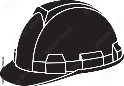 Construction helmet silhouette vector, black and white silhouette vector illustration