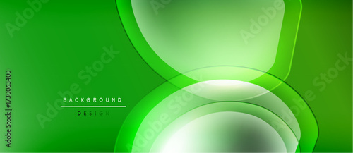Abstract green background. Smooth curves create dynamic layers, offering modern design element. Gradient shades enhance visual depth.