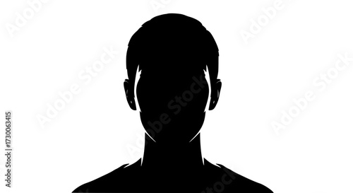 Vector art of silhouette of a persons head and shoulders, creating a mysterious and anonymous effect, perfect for representing privacy or an unknown identity