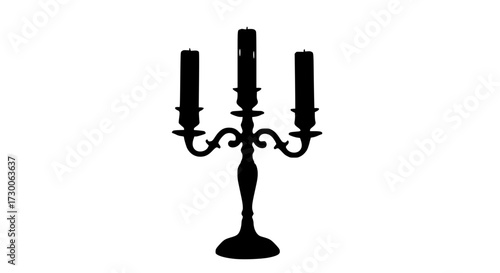 Vector art of elegant candelabra silhouette, showcasing its intricate design and multiple candle holders, symbolizing sophistication, ambiance, and timeless beauty