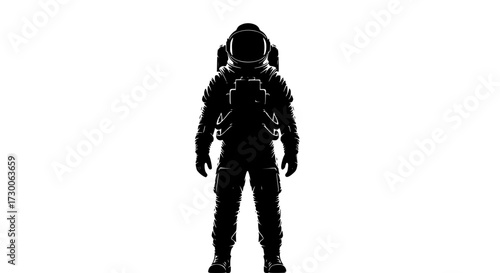 Vector art of an astronaut stands tall, clad in a spacesuit, ready for exploration, , embodying the spirit of adventure and the pursuit of the unknown