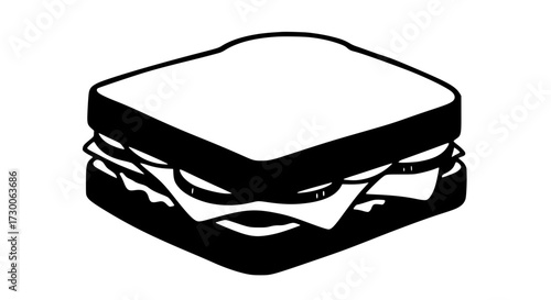 Illustration of a sandwich, featuring layers of bread, cheese, and other fillings, creating a classic and appetizing food representation