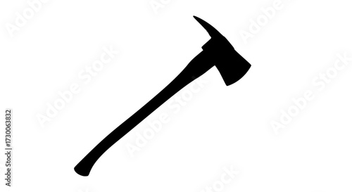 Vector art of a striking silhouette of a firefighters axe, , showcasing its sharp blade and sturdy handle, symbolizing bravery, rescue, and the tools of emergency response