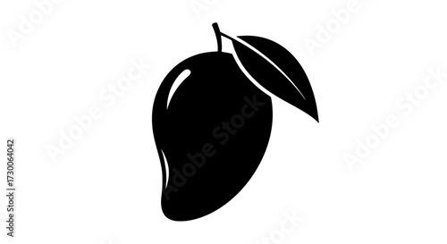 Vector art of silhouette of a mango fruit, depicting a tropical and sweet treat with a leaf, representing summer, health, and deliciousness