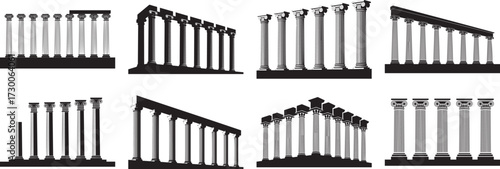 A set of Column silhouettes vector illustration